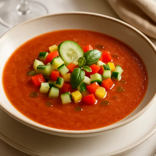 Классический гаспачо с огурцом и перцем