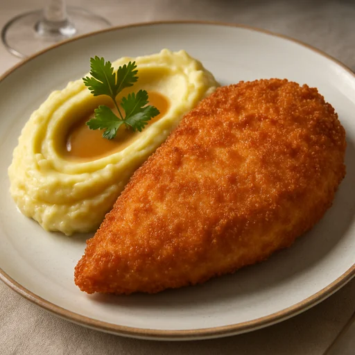 Шницель из куриной грудки с картофельным пюре