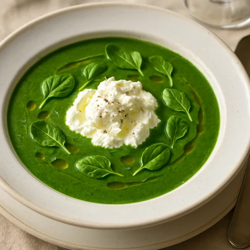 Кремовый суп из шпината с рикоттой