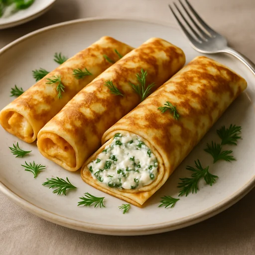 Блины с творогом и зеленью